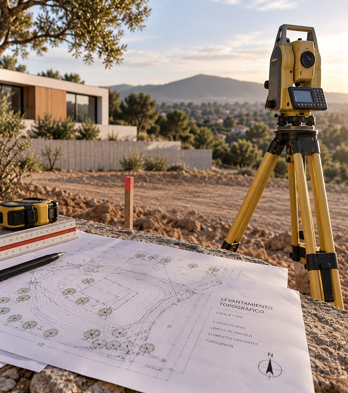 Levantamiento topográfico georreferenciado de una parcela para vivienda prefabricada