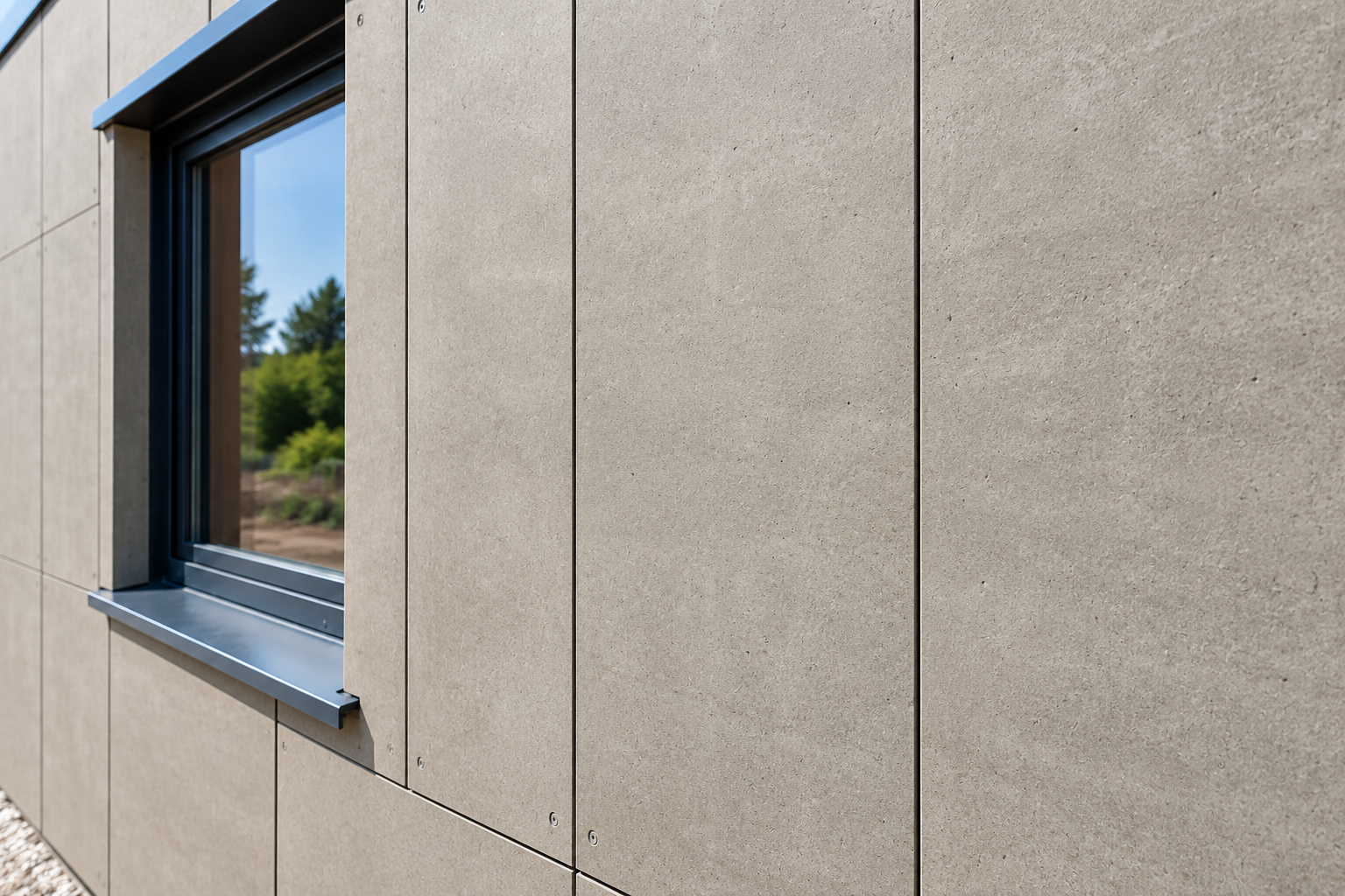 Fachada ventilada con placas de cemento-madera