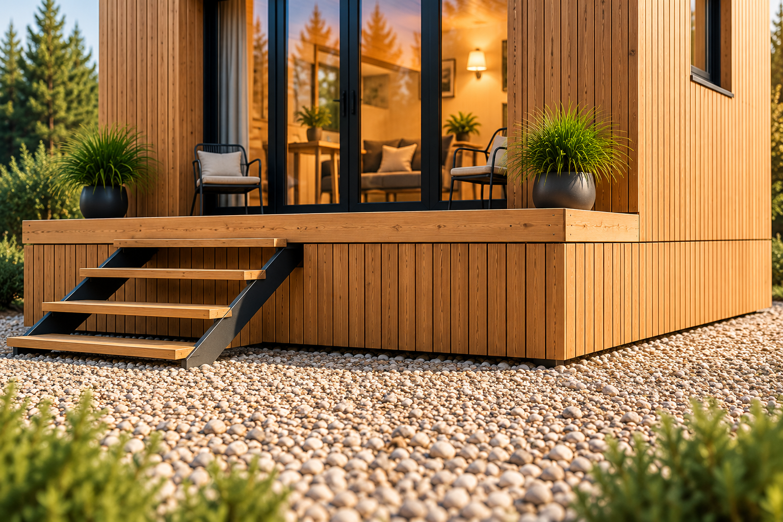 Terraza elevada de madera para Tiny House