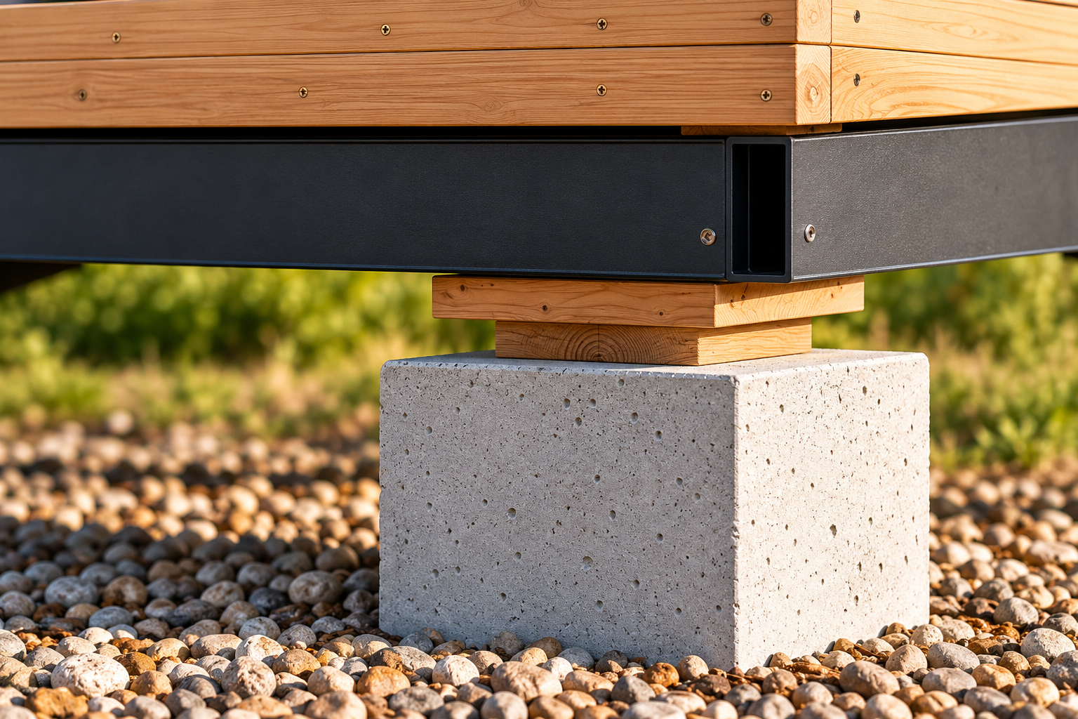 Detalle de apoyo de hormigón para Tiny House